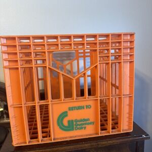 Golden Guernsey Dairy Orange Milk Crate 13x13x11